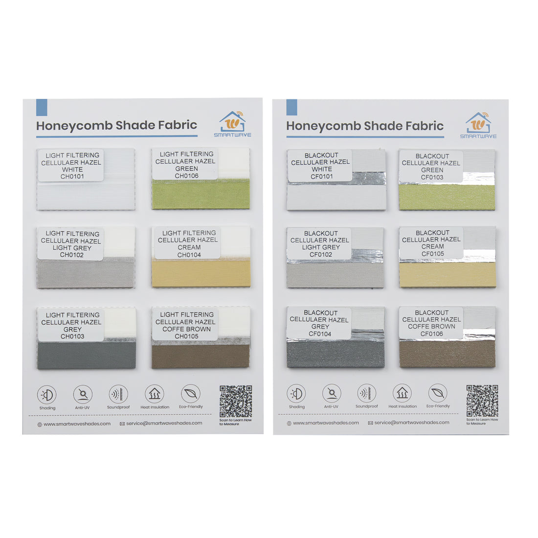 Cellular/Honeycomb Shade Fabric Samples Hazel & Venus