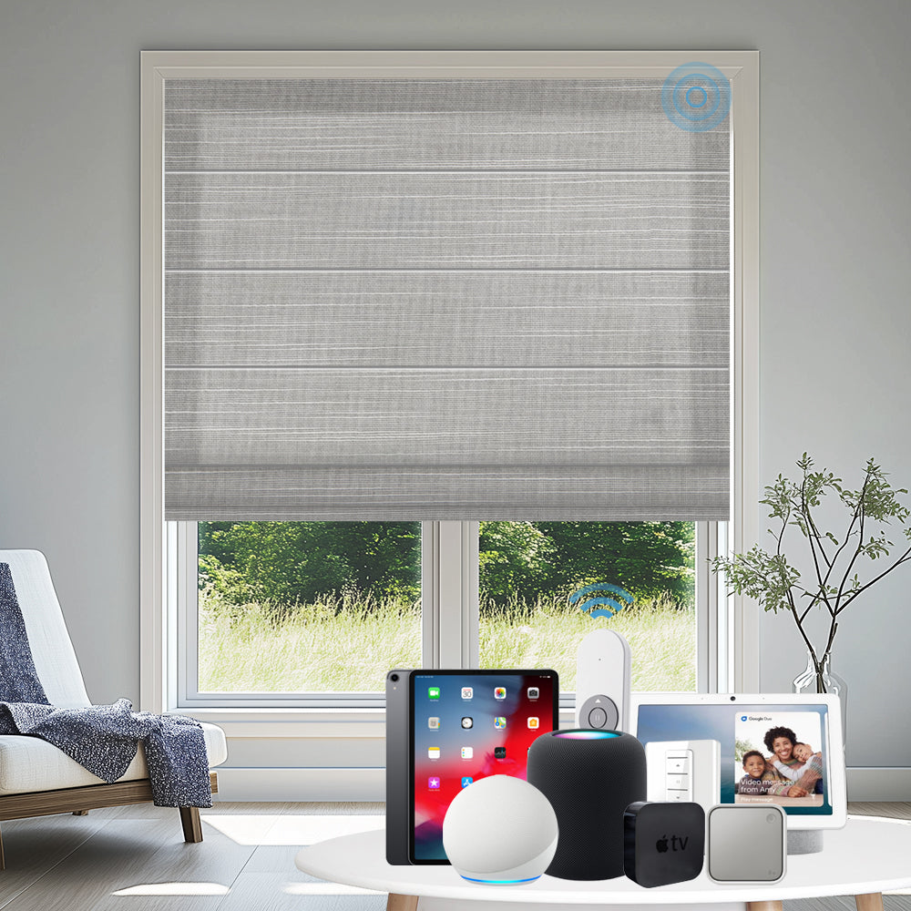 SmartWave Motorized Cordless Roman Shades 70% Blackout Iguazu