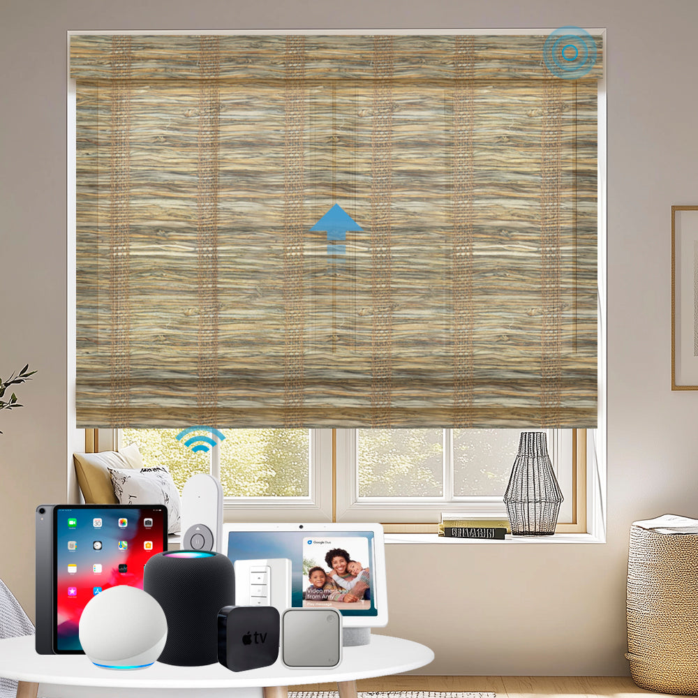SmartWave Motorized Woven Wood Jute Shades Rustic