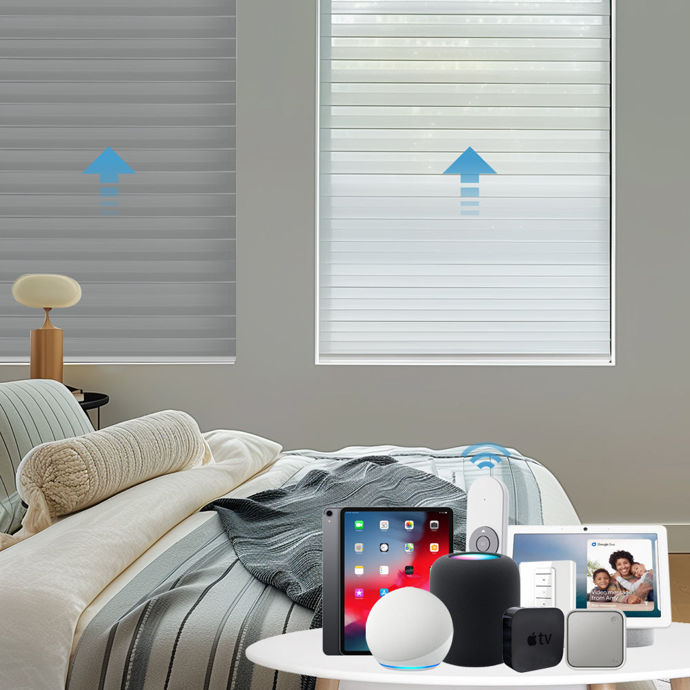 SmartWave Motorized Shangri-La Sheer Shades 85% Blackout Anti Dizzines