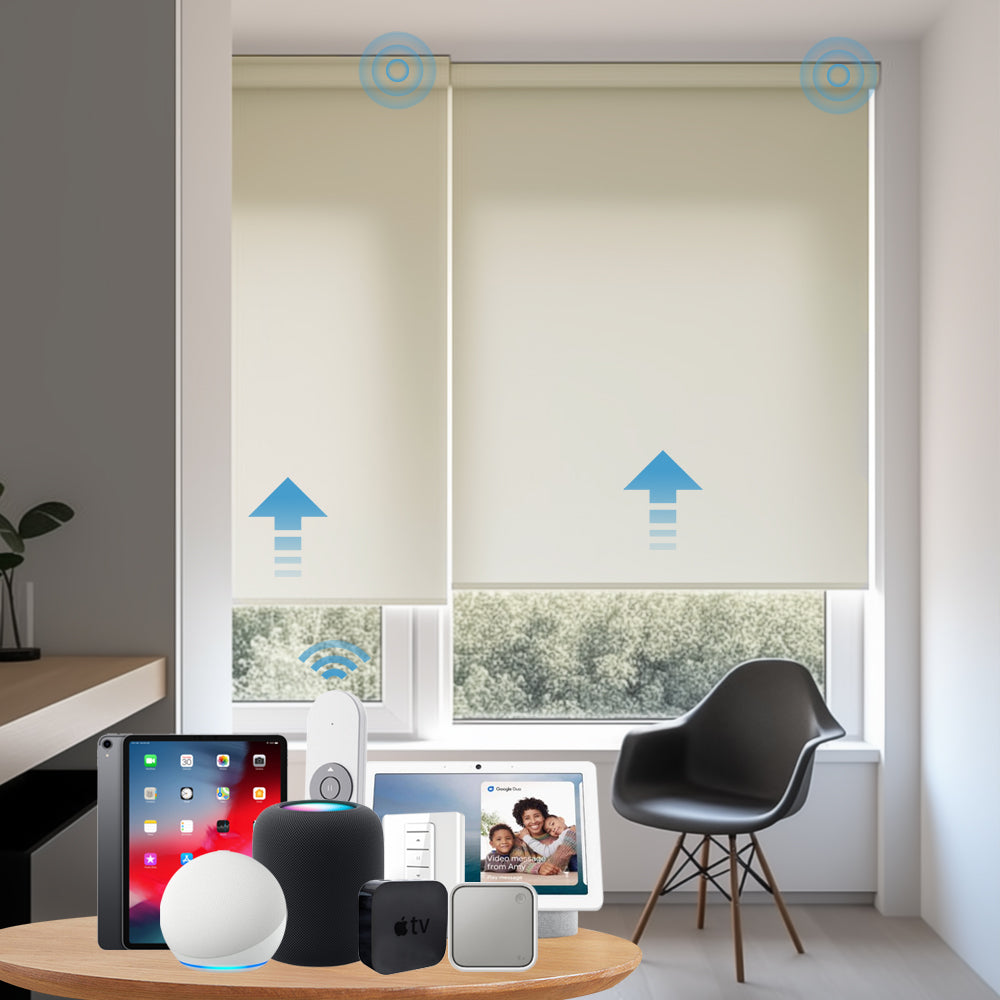 SmartWave Motorized Light Filtering Roller Shades 80% Blackout Flex