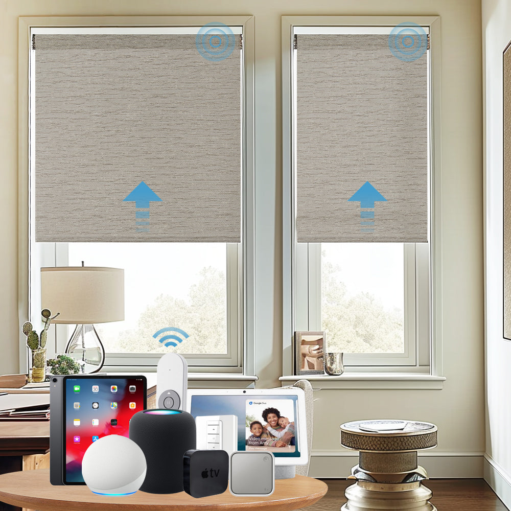 SmartWave Motorized Light Filtering Roller Shades 80% Blackout Harbor