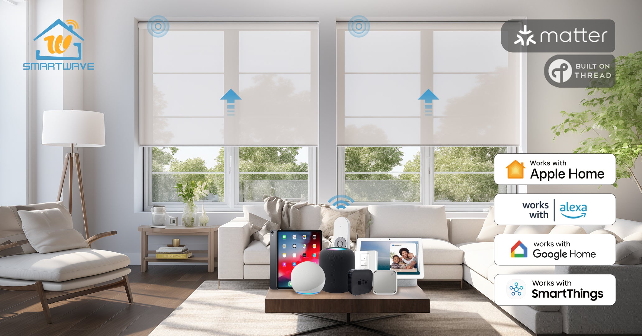 Smart Roman Custom Motorized Roman Shades | Smart Fabric Blinds | SmartWave ...