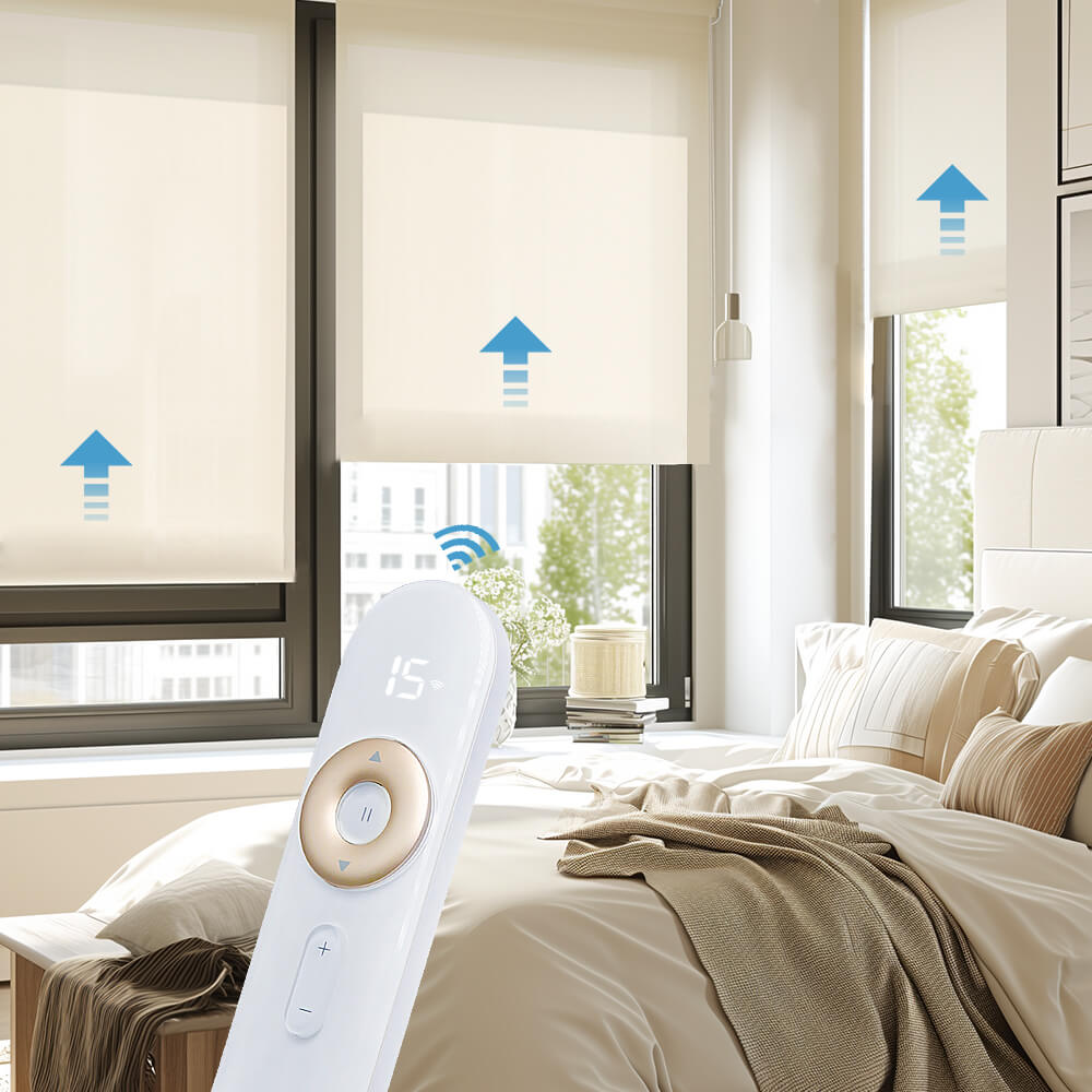 SmartWave Motorized Light Filtering Roller Shades 80% Blackout Flex