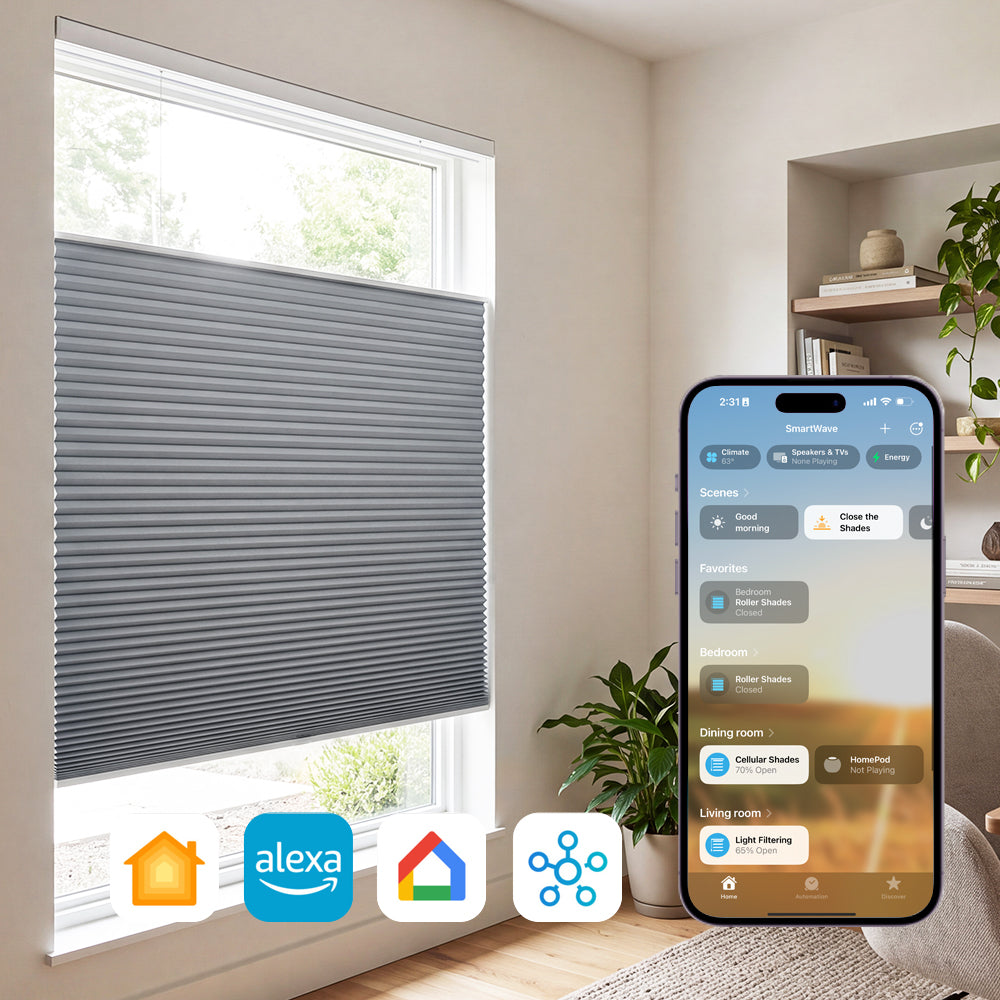 SmartWave Motorized Blackout and Light Filtering Top-Down Bottom-Up Cellular Shades