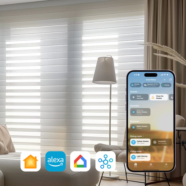 SmartWave Motorized Translucent Shangri-La Sheer Shades 60% Blackout A
